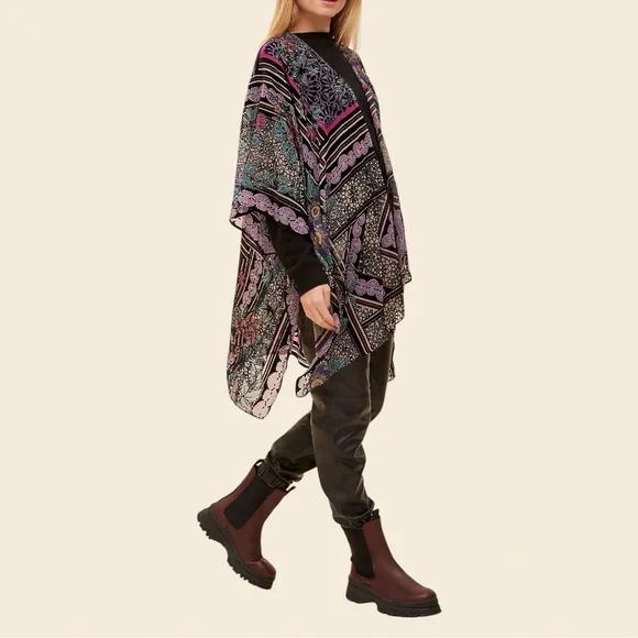 By Anthropologie Women’s One Size Sheer Burnout Kimono Bohemian Whimsigoth - Picture 3 of 16